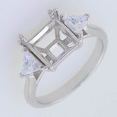 Sterling Silver Semi Mount Ring Setting Princess SQ 8x8mm TRI 5x5 3 Stones - Syzjewelry